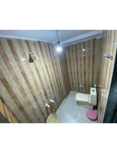 索姆纳特Hotel Sukhnath, Somnath的一间带卫生间和淋浴的小浴室