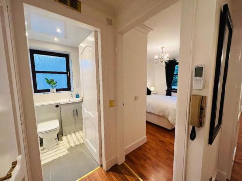 阿伯丁A Stylish Two-Bedroom Flat-Free Parking-CityCentre的客房内设有带水槽和卫生间的浴室