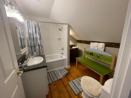 North HeroDodds Brick House Bed & Breakfast的浴室配有盥洗盆、卫生间和浴缸。