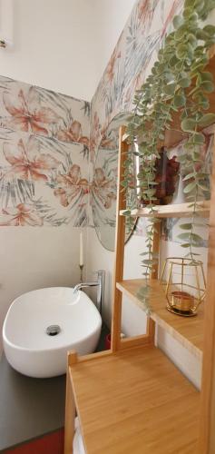 滨海弗兰卡维拉Casa Tucano - Suite apartment的一间带水槽和白色卫生间的浴室