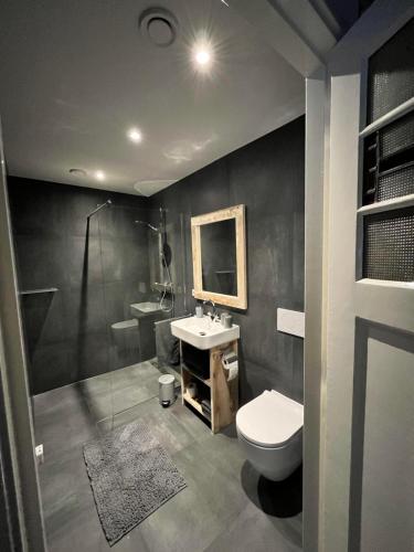 HultenB & B In Two Hulten的浴室配有卫生间、盥洗盆和淋浴。