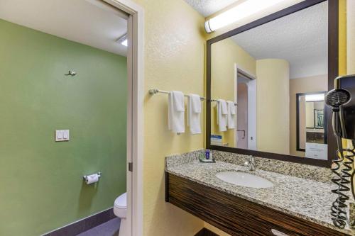 格林伍德村丹佛科技睡眠客栈酒店的一间带水槽和镜子的浴室