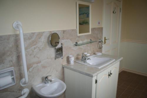 安纳斯考尔Swallows Rest的一间带水槽、卫生间和镜子的浴室