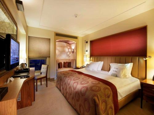 阿瓦诺斯阿凡诺斯卡帕多西亚希尔顿逸林酒店的一间酒店客房,配有一张大床和一台平面电视