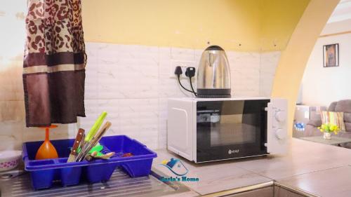 VoiCarla's Home的厨房台面上配有微波炉