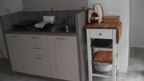 蒙卡尔沃B&B Rooms的一间带水槽和卫生间的小厨房