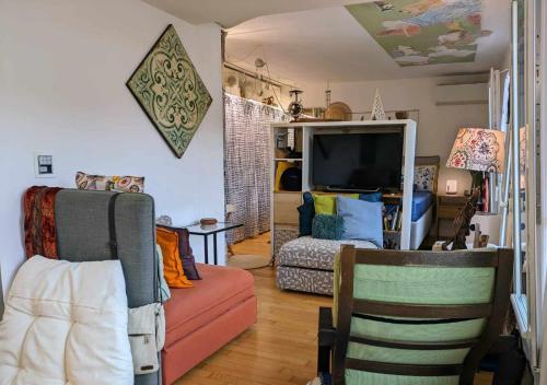 蒙法尔科内appartamento centro storico的带沙发和电视的客厅