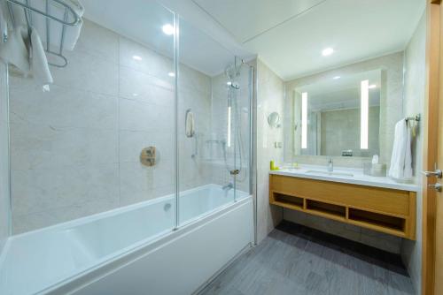 番红花城萨夫兰博卢希尔顿花园酒店的带浴缸、水槽和淋浴的浴室