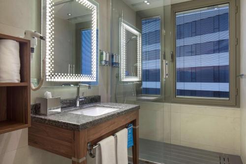 伯萨希尔顿汉普顿布尔萨酒店的一间带水槽和镜子的浴室