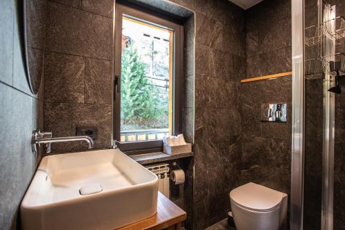 沙穆瓦La Rosa delle Alpi Luxury Apartment的一间带水槽和卫生间的浴室