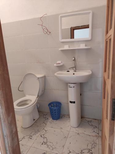 Maison d'hôte Riad Tounfite的一间带卫生间和水槽的浴室