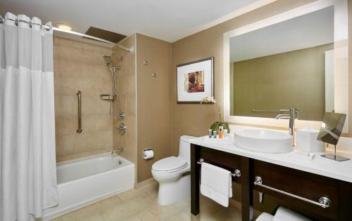 费城宾夕法尼亚希尔顿酒店的一间带水槽、卫生间和淋浴的浴室