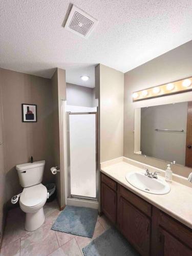曼凯托Mankato - Home Away From Home的一间带卫生间、水槽和镜子的浴室
