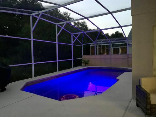基西米Private house Kissimmee/Orlando的一座玻璃屋顶房子中的游泳池