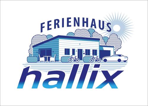 桑德Ferienhaus Hallix的汽车农舍的标志