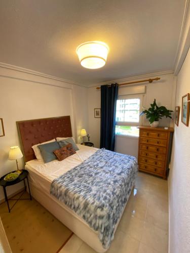 阿尔比尔Sunylife的一间卧室设有一张大床和一个窗户。