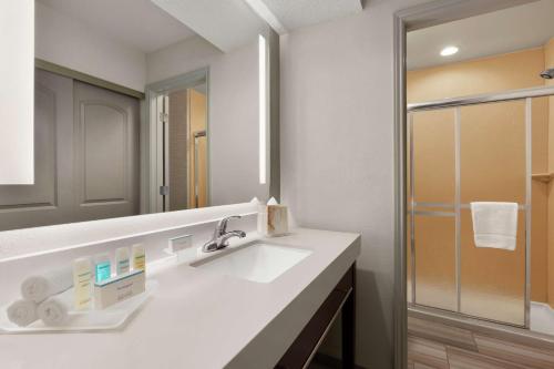 艾迪生胡伍德达拉斯 - 艾迪生酒店的一间带水槽和镜子的浴室