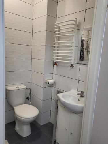 日拉尔杜夫Pokój gościnny的白色的浴室设有卫生间和水槽。