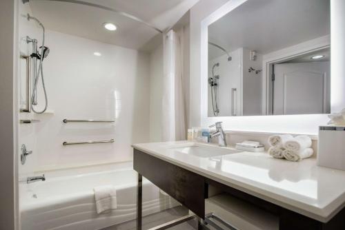 弗赖拉辛遗产公园汉普顿酒店及套房 - 弗里斯科的白色的浴室设有水槽和浴缸。