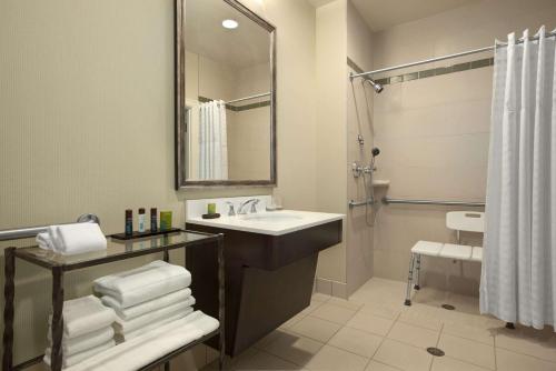 圣路易斯圣路易斯大使套房酒店 - 市中心的一间带水槽和淋浴的浴室