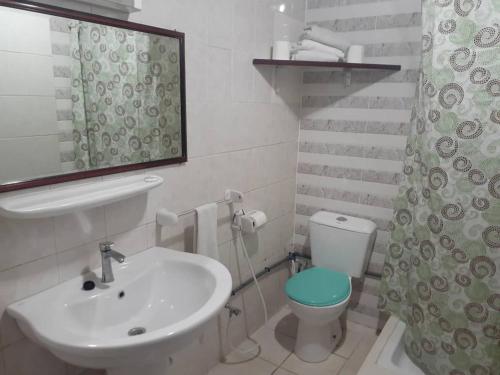 吉布提HOTEL ALIA的白色的浴室设有水槽和卫生间。