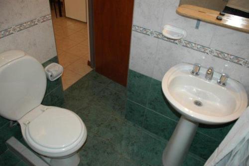 圣胡安PARQUE APART HOTEL的一间带卫生间和水槽的浴室
