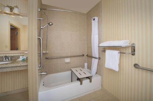 奥德萨奥德萨希尔顿花园酒店的浴室配有浴缸、淋浴和水槽