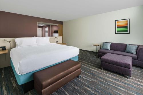 奥兰多Hilton Garden Inn Apopka City Center, Fl的酒店客房,配有床和沙发