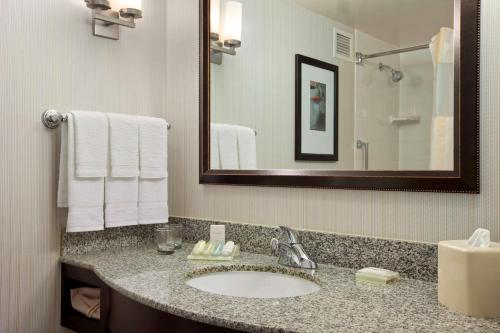 霍夫曼庄园霍夫曼艾斯特希尔顿花园酒店 的一间带水槽和镜子的浴室