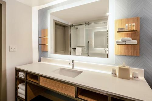 庞特韦德拉比奇杰克逊维尔/蓬特韦德拉希尔顿花园酒店的一间带水槽和镜子的浴室