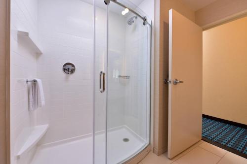 圣约瑟夫Fairfield Inn & Suites by Marriott St. Joseph的浴室里设有玻璃门淋浴