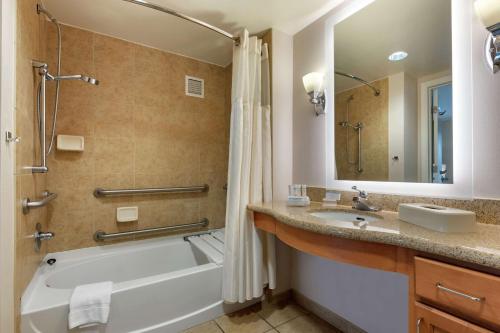 代托纳海滩希尔顿惠庭套房酒店 - 戴托纳海滩快道-机场的带浴缸、水槽和镜子的浴室