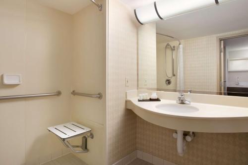 纽瓦克纽瓦克威明顿南大使套房酒店的一间带水槽和镜子的浴室