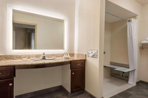 查尔斯顿希尔顿查尔斯顿霍姆伍德欢乐山套房酒店的一间带水槽和镜子的浴室