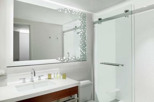 凤凰城凤凰城希尔顿逸林套房酒店的一间带水槽和镜子的浴室