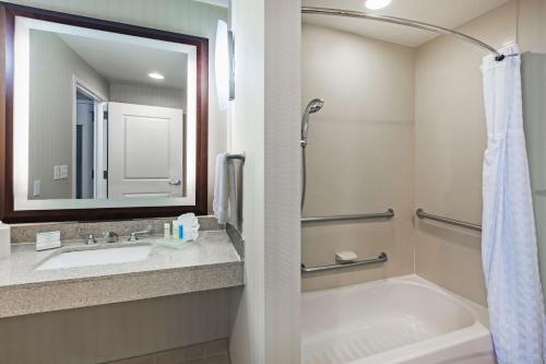 达拉斯达拉斯市中心惠庭套房酒店的带浴缸、水槽和淋浴的浴室