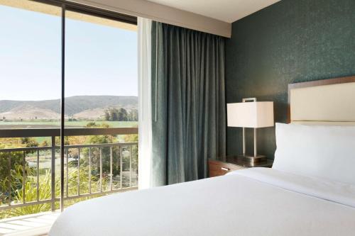 圣路易斯-奥比斯保圣路易斯奥比斯保希尔顿合博套房酒店的酒店客房设有一张床和一个大窗户