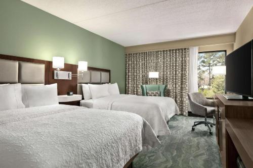 阿什兰阿什兰德/里士满希尔顿恒庭酒店的酒店客房设有两张床和电视。