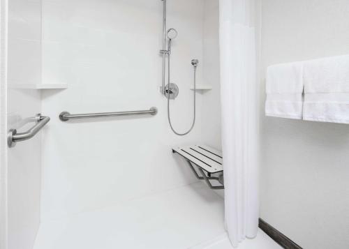 奥斯汀奥斯汀北汉普顿酒店 的带淋浴和卫生间的白色浴室