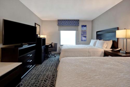 哥伦比亚马里兰州南哥伦比亚 - 汉普顿套房酒店的酒店客房设有两张床和一台平面电视。