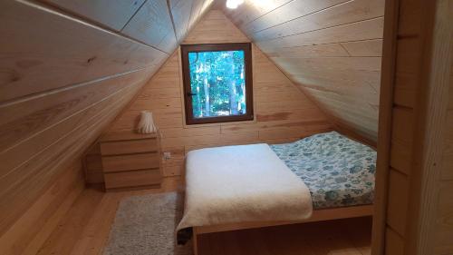 BorzymyPasieka Dobro i Smak的一间小卧室,配有床和窗户