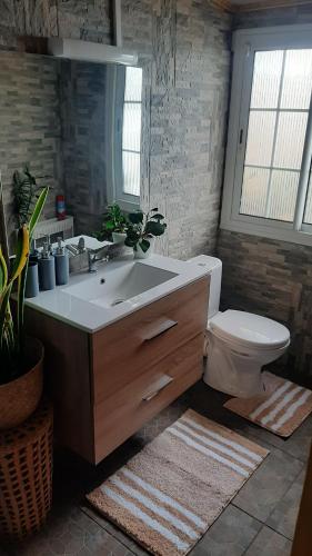 圣路易斯Lepetitcoinenchante的一间带水槽和卫生间的浴室