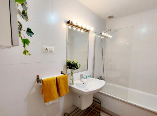 福斯Masquestar Rías Altas的白色的浴室设有水槽和淋浴。