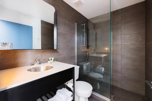 圣亚森特达浦恩斯特哈斯恩特酒店的一间带水槽、卫生间和淋浴的浴室