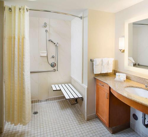 索伦克利夫兰索伦希尔顿惠庭套房酒店的一间带水槽和淋浴的浴室