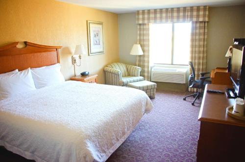 大学城学院站汉普顿套房酒店 的配有一张床和一把椅子的酒店客房