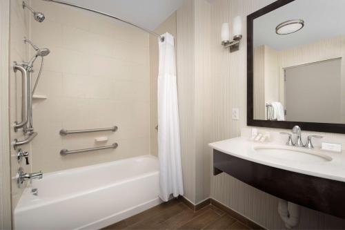 夏洛特夏洛特机场希尔顿花园酒店的带浴缸、水槽和淋浴的浴室