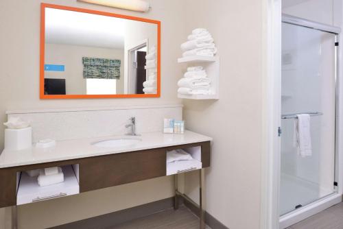 阿兰瑟斯港阿兰萨斯港汉普顿套房酒店的一间带水槽和镜子的浴室