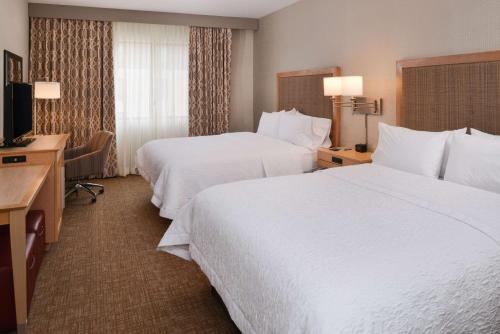 丹佛丹佛施佩尔大道汉普顿套房酒店的酒店客房设有两张床和电视。