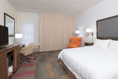 怀俄明大急流城南希尔顿恒庭酒店的配有一张床和一台平面电视的酒店客房